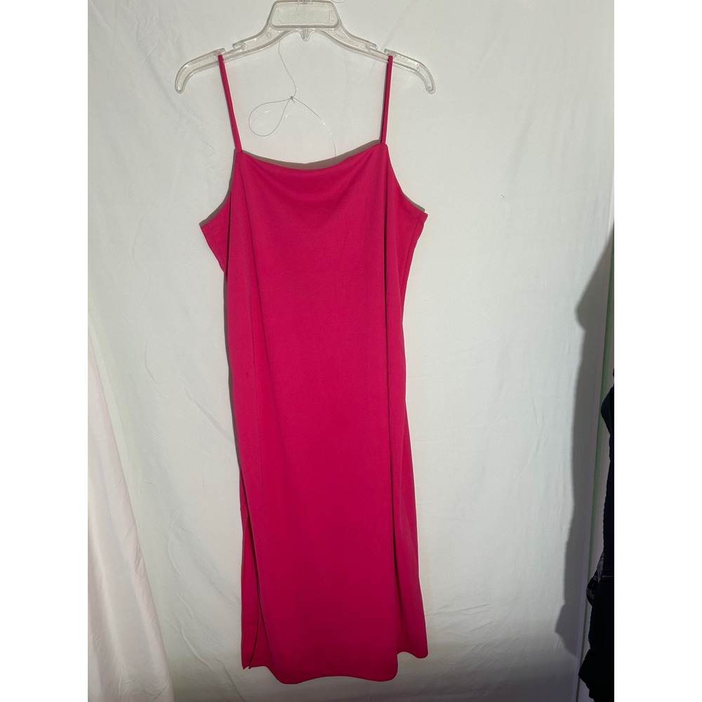 H M Dress Hot Pink Midi Spaghetti Strap Recycled Polyester‎